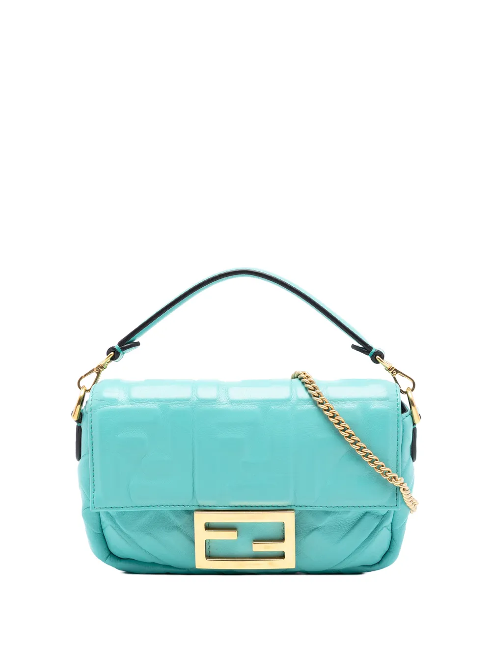 Fendi Pre-Owned 2010-2025 Mini Zucca Embossed Leather Baguette satchel - Blu