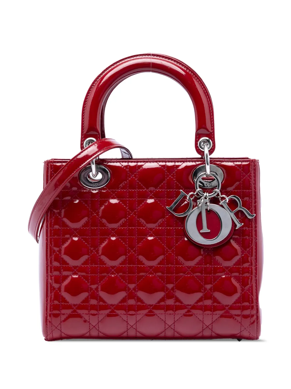 Christian Dior Pre-Owned 2014 mittelgroße Cannage Lady Dior Satchel-Tasche - Rot