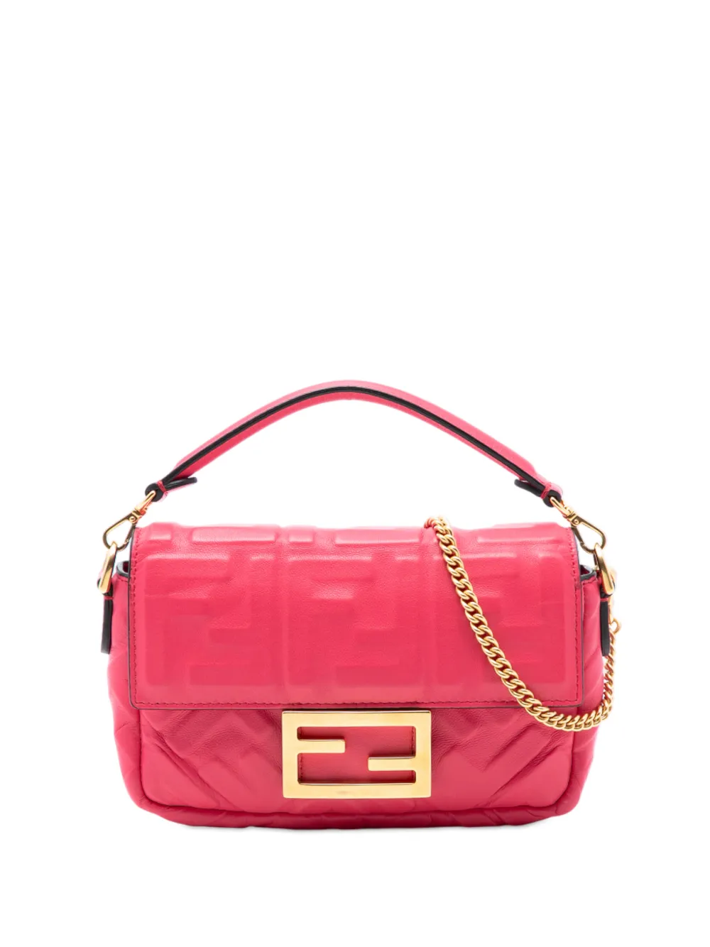 Fendi Pre-Owned 2000-2010 Mini Zucca Embossed Leather Baguette satchel - Rosa
