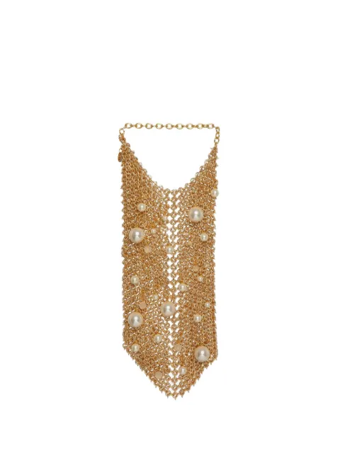 Silvia Gnecchi pearl embellished mesh shoulder bag