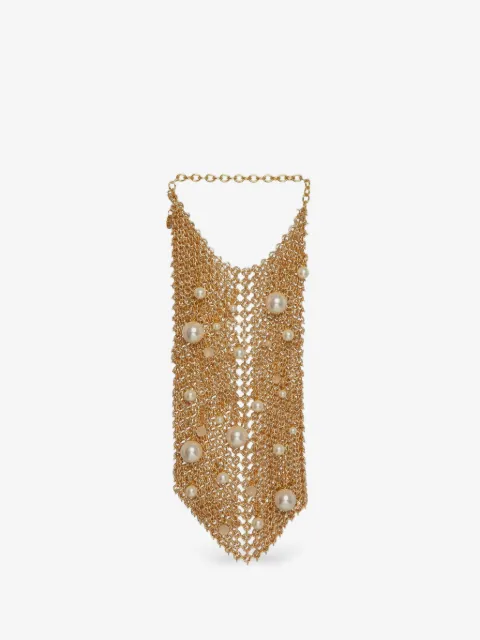 Silvia Gnecchi pearl embellished mesh shoulder bag
