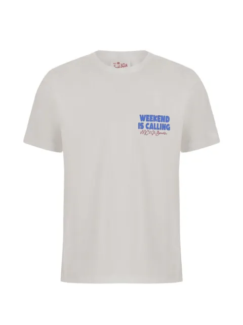 MC2 Saint Barth Delmar T-shirt with Weekend Is Calling print and maxi graphic