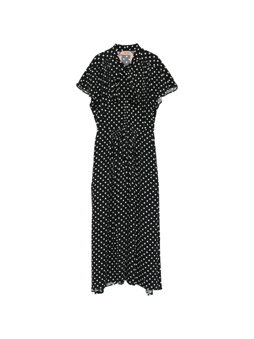 Nº21 midi polka-dot pussy-bow dress - Nero