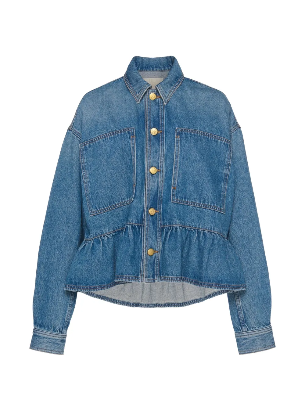 Ulla Johnson Arquette patch-pocket peplum denim jacket - Blu
