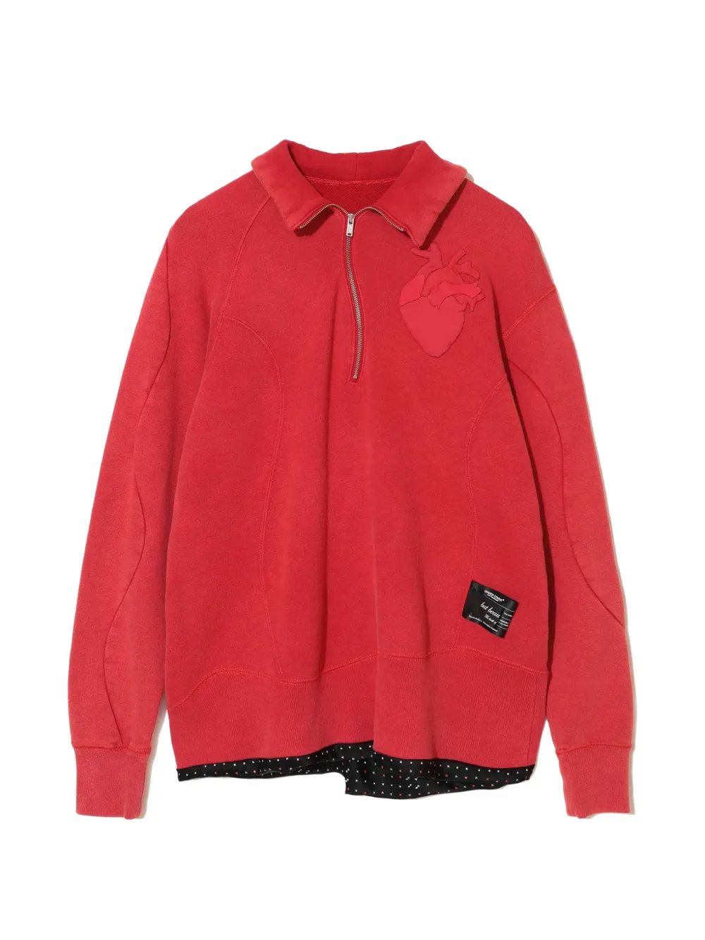 Undercover heart-appliqué polo top - Rosso