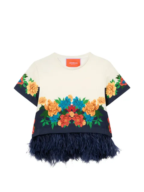 La DoubleJ La Scala feather floral T-shirt