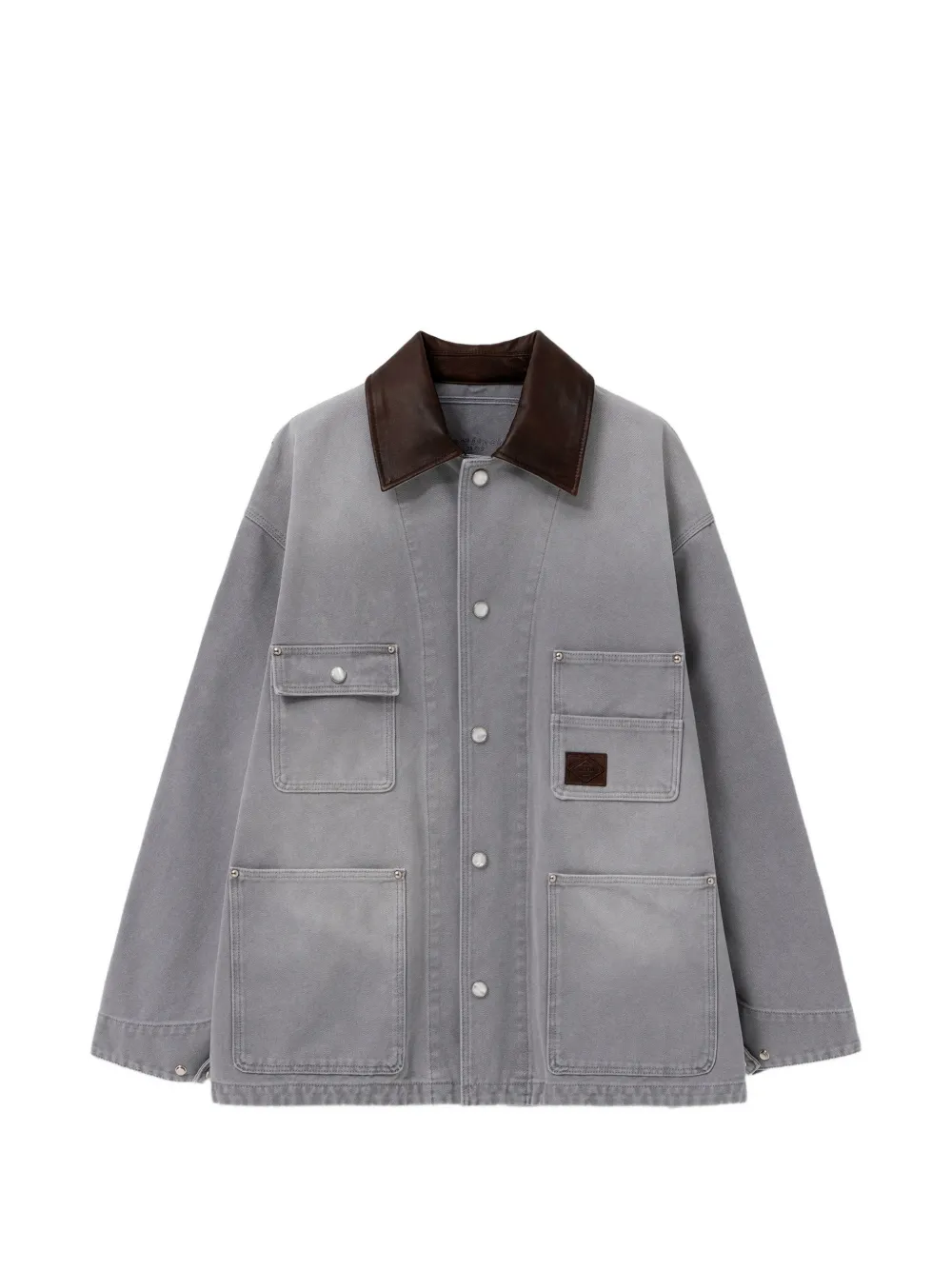 Wooyoungmi leather collar pocket jacket - Grigio