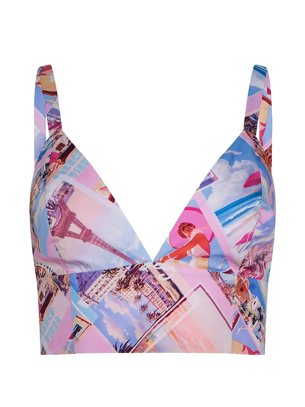 L'Agence Kaori V-neck printed bralette - Rosa