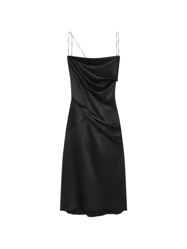 Givenchy Straps Dress in Satin with Pearls and Crystals in Black