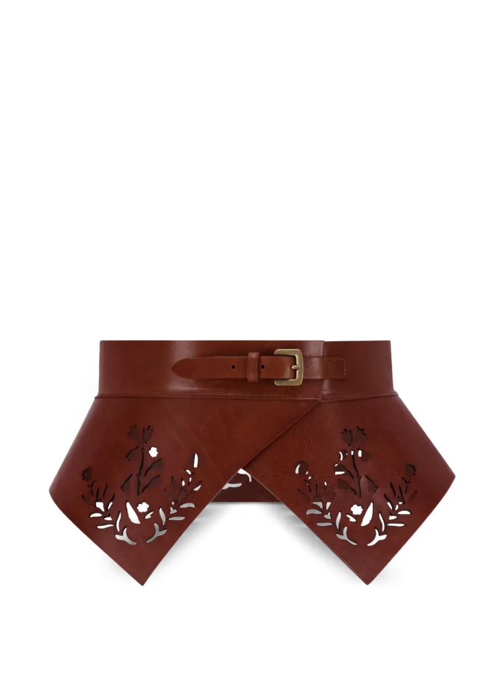 Lela Rose laser-cut floral belt - Marrone