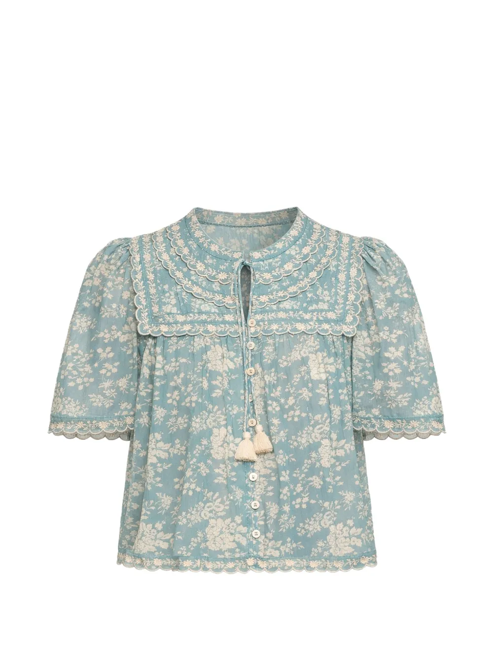 Sea floral lace top - Blu