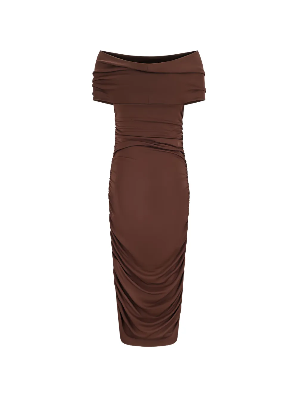 DES PHEMMES Off-shoulder midi-jurk Bruin