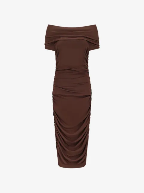 DES PHEMMES vestido midi con hombros descubiertos