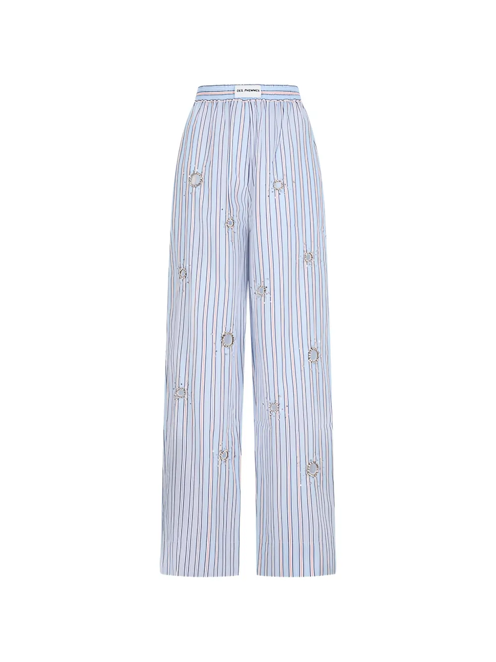 DES PHEMMES crystal-embellished striped trousers - Blu