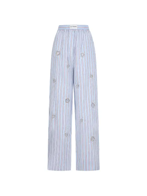DES PHEMMES crystal-embellished striped trousers