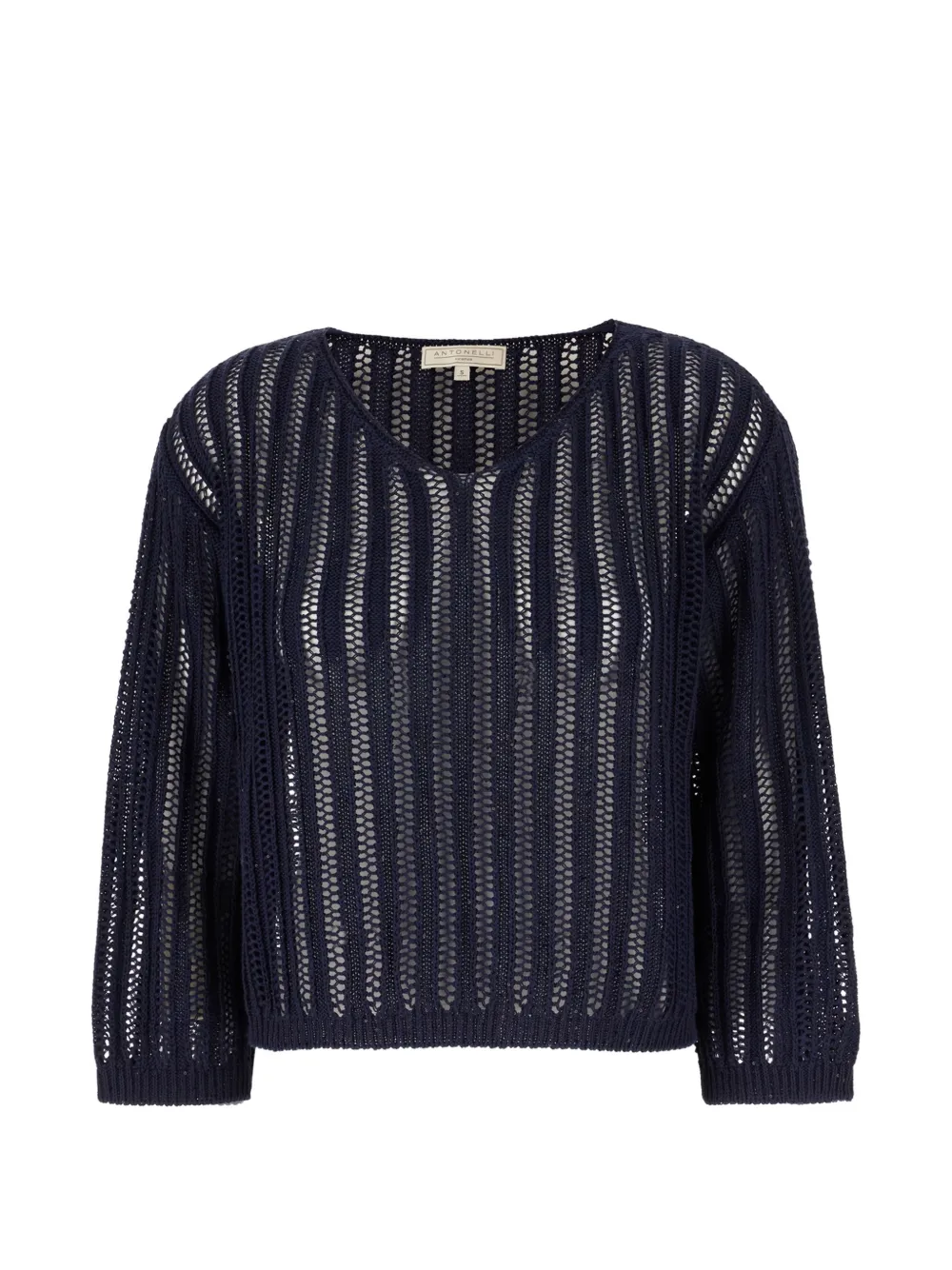 Antonelli V-neck open knit sweater - Blu