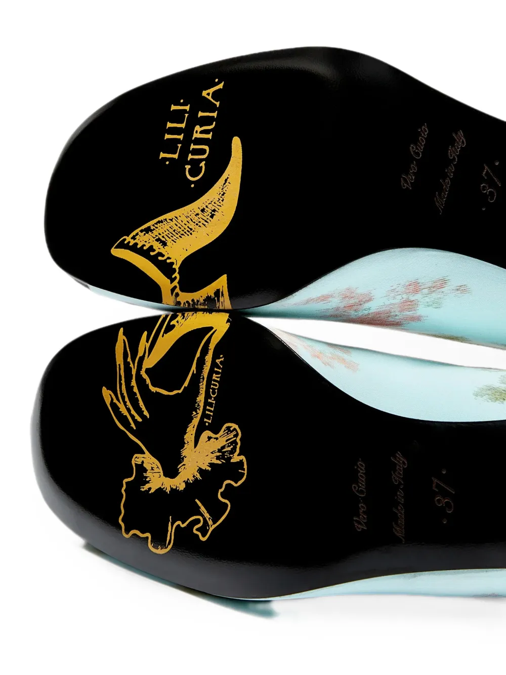 LILI CURIA Babette pumps met bloemenprint en gespdetail Blauw