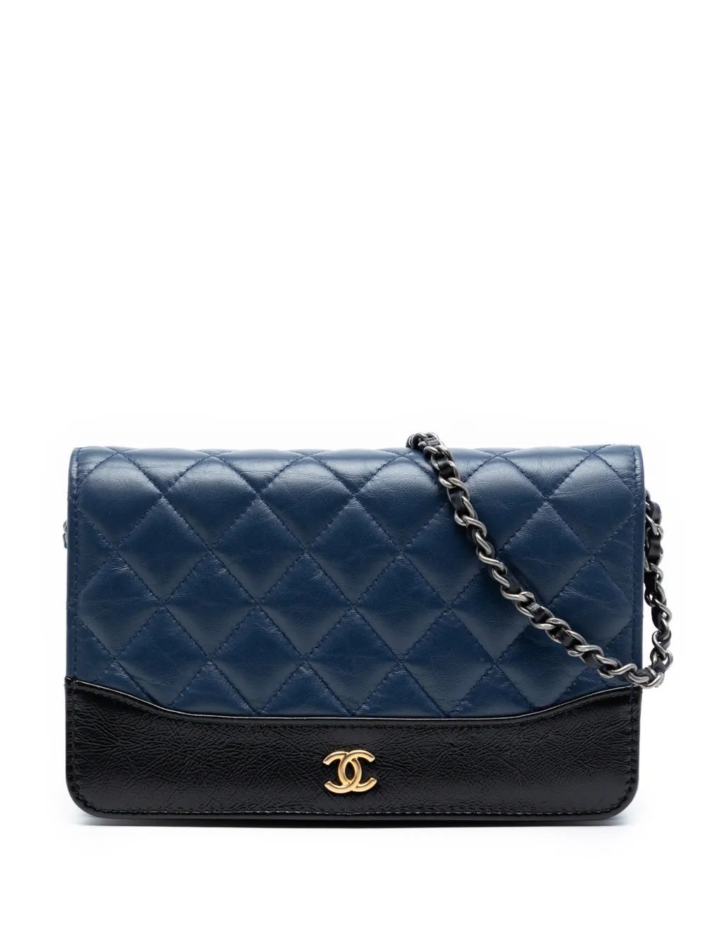 CHANEL Pre-Owned 2018 Quilted Aged Calfskin Gabrielle Wallet On Chain crossbody bag - Blu