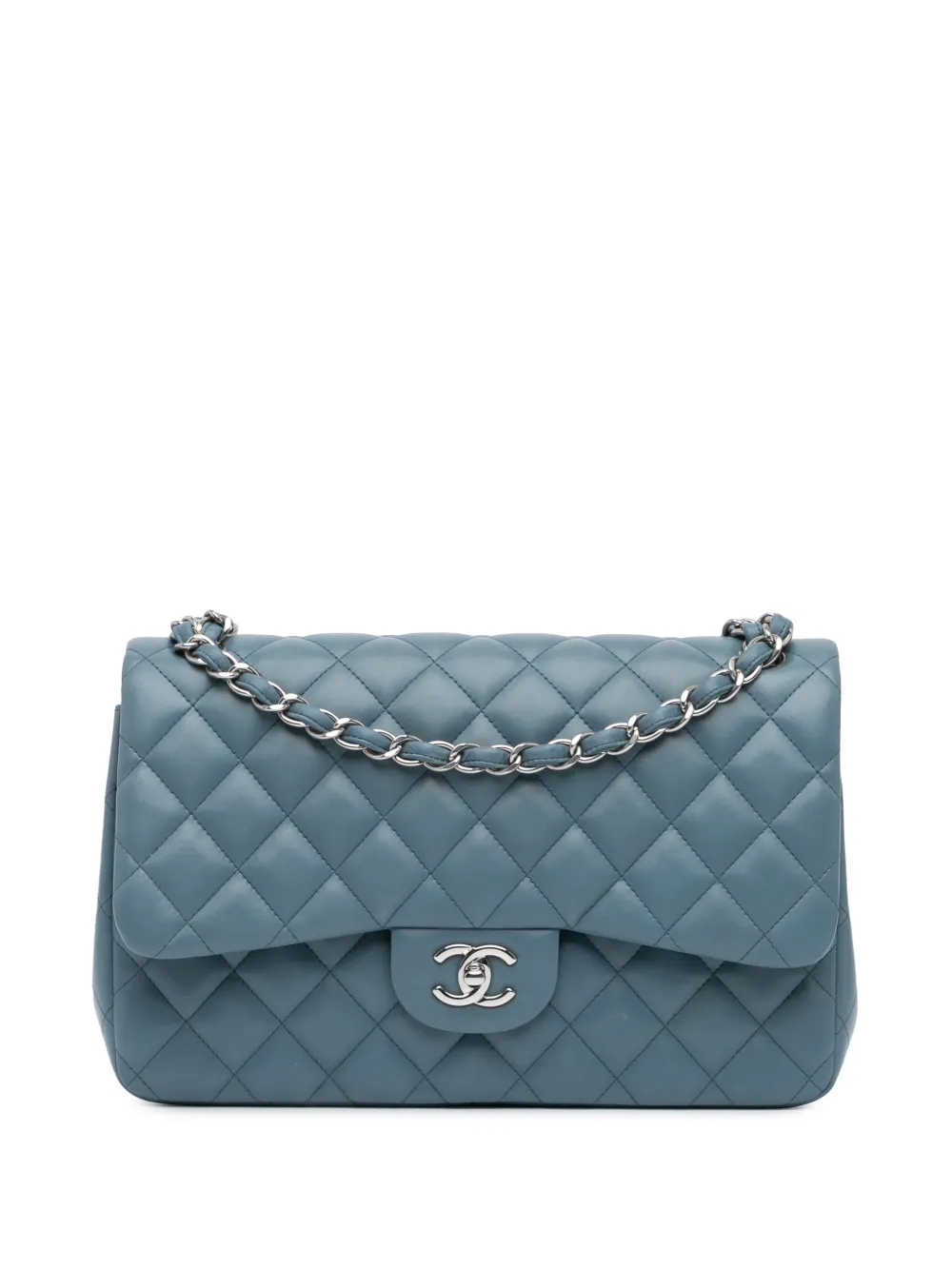 CHANEL Pre-Owned 2012 Jumbo Classic Lambskin Double Flap shoulder bag - Blu