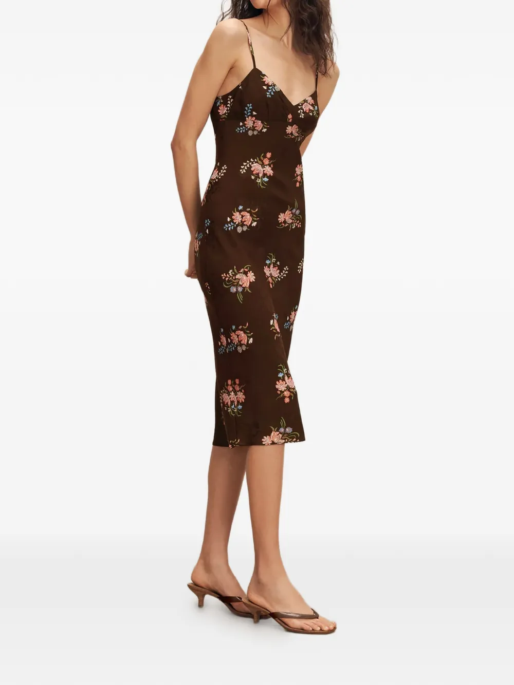 Veronica Beard Shara midi-jurk met bloemenprint Bruin