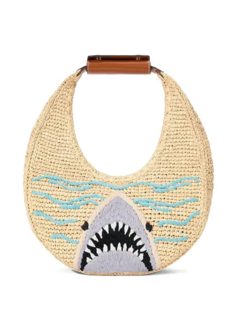 STAUD Moon raffia tote bag