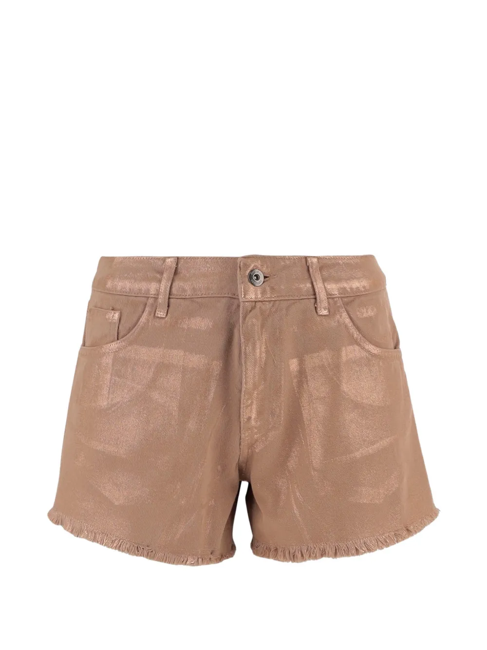 DON'T @ ME Iridescent frayed denim shorts - Marrone