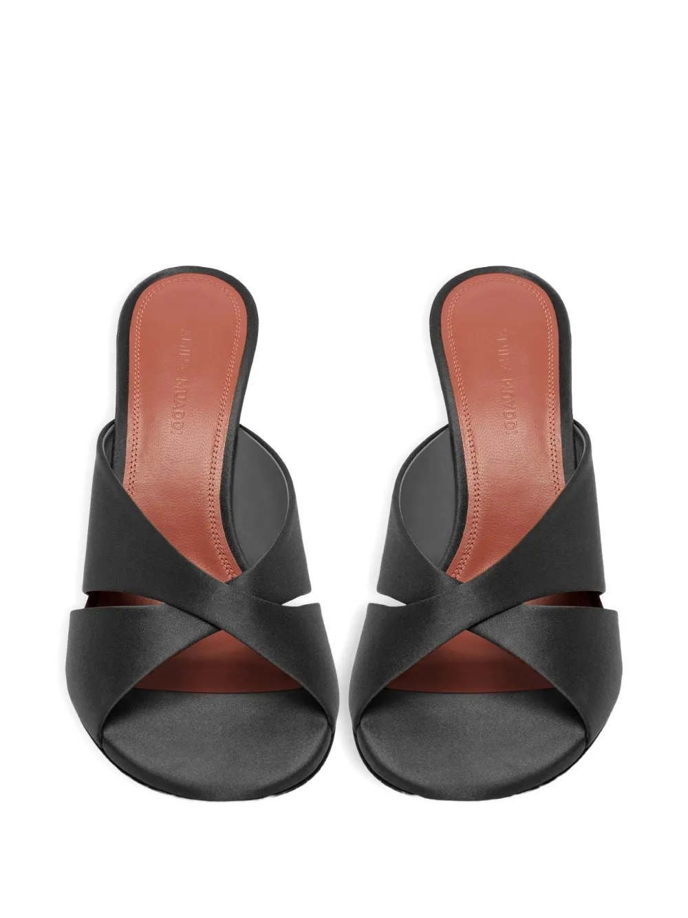 Amina Muaddi Salma criss cross silk-heeled sandals Zwart