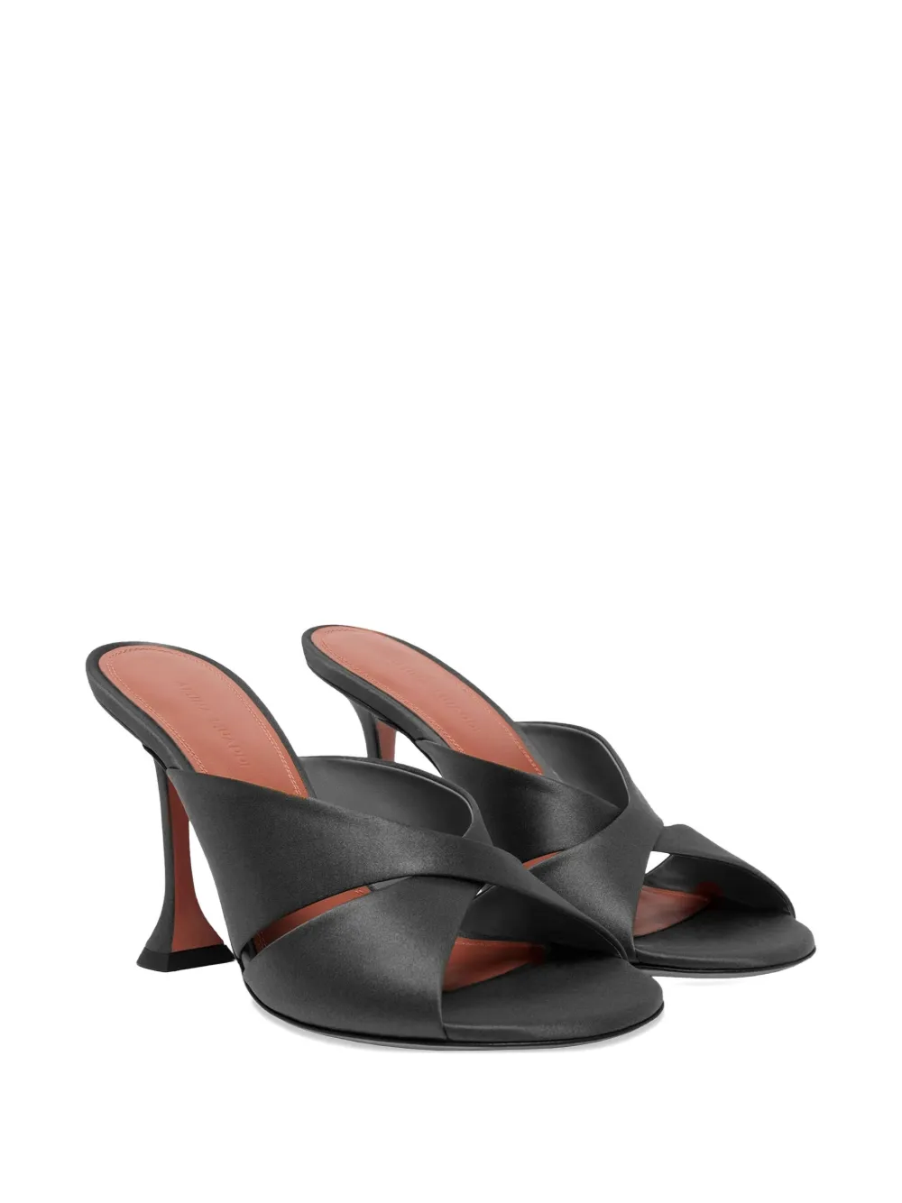 Amina Muaddi Salma criss cross silk-heeled sandals Zwart