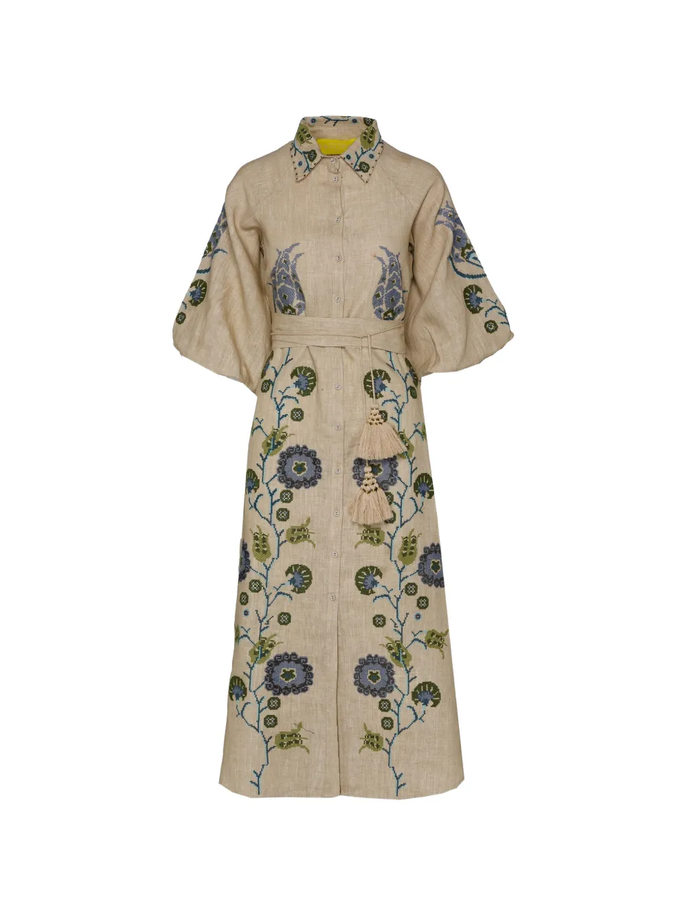 PHILIPPA 1970 René floral-embroidered midi dress - Nude