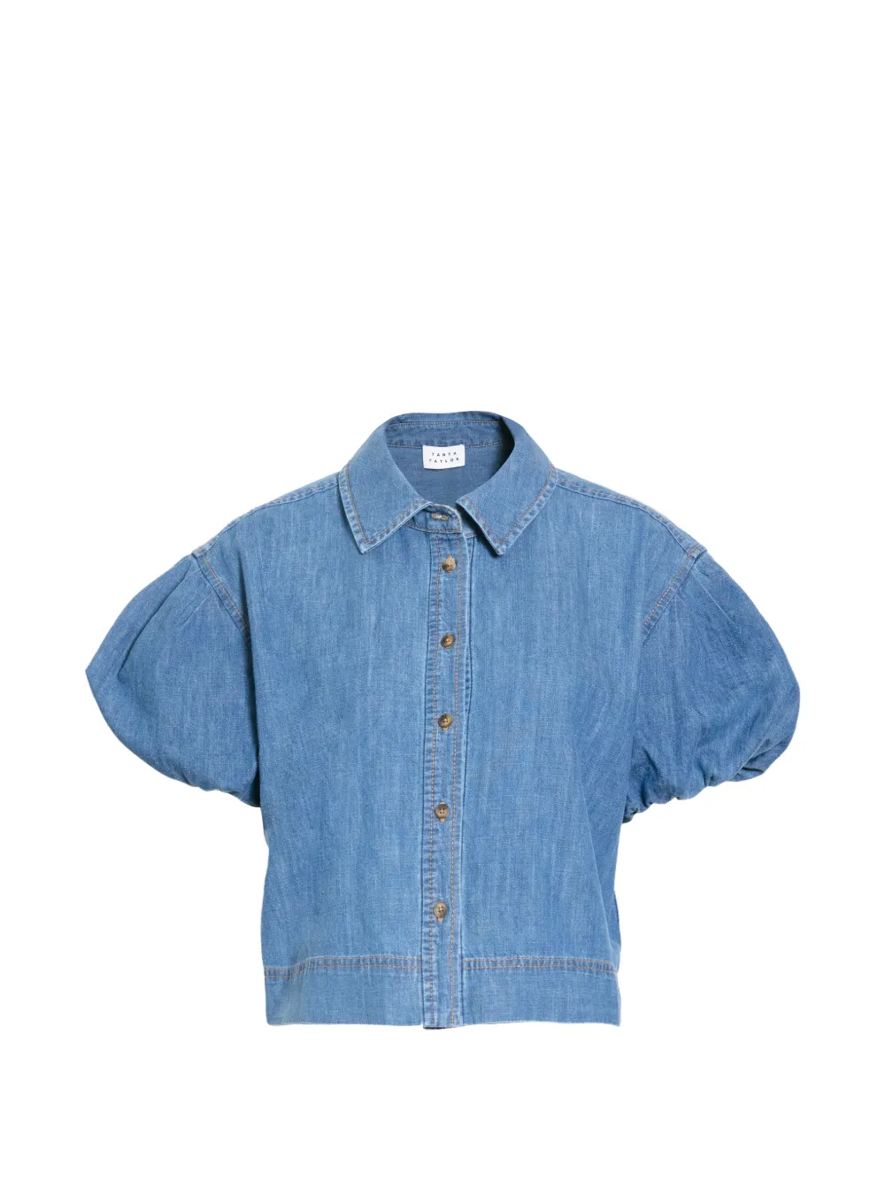 Tanya Taylor Elza puff-sleeve buttoned top - Blau