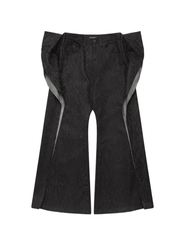 Junya Watanabe Deconstructed Floral-lace Jeans in Black
