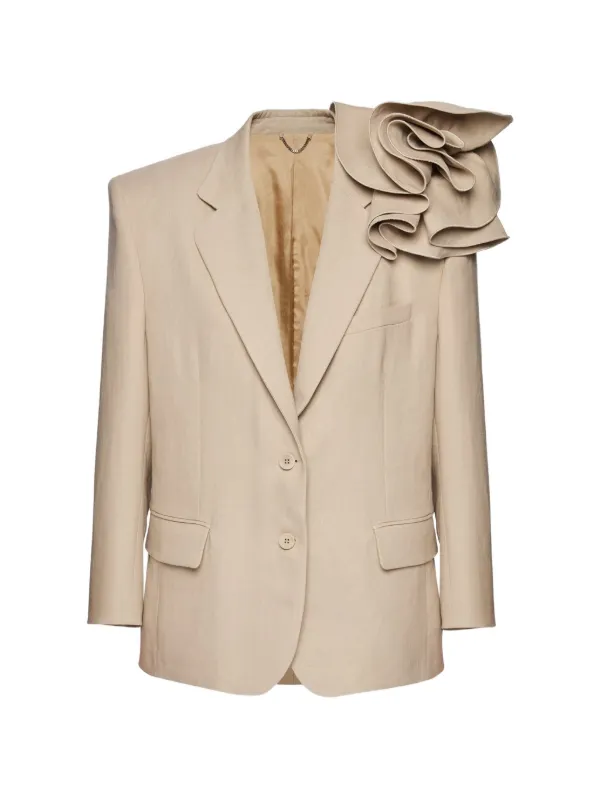 Magda Butrym Ruffled Blazer in Neutrals