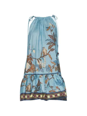 ALEMAIS Acacia tie-neck Patterned Mini Dress | Blue | FARFETCH ALEMAIS Acacia tie-neck Patterned Mini Dress | Blue | FARFETCH