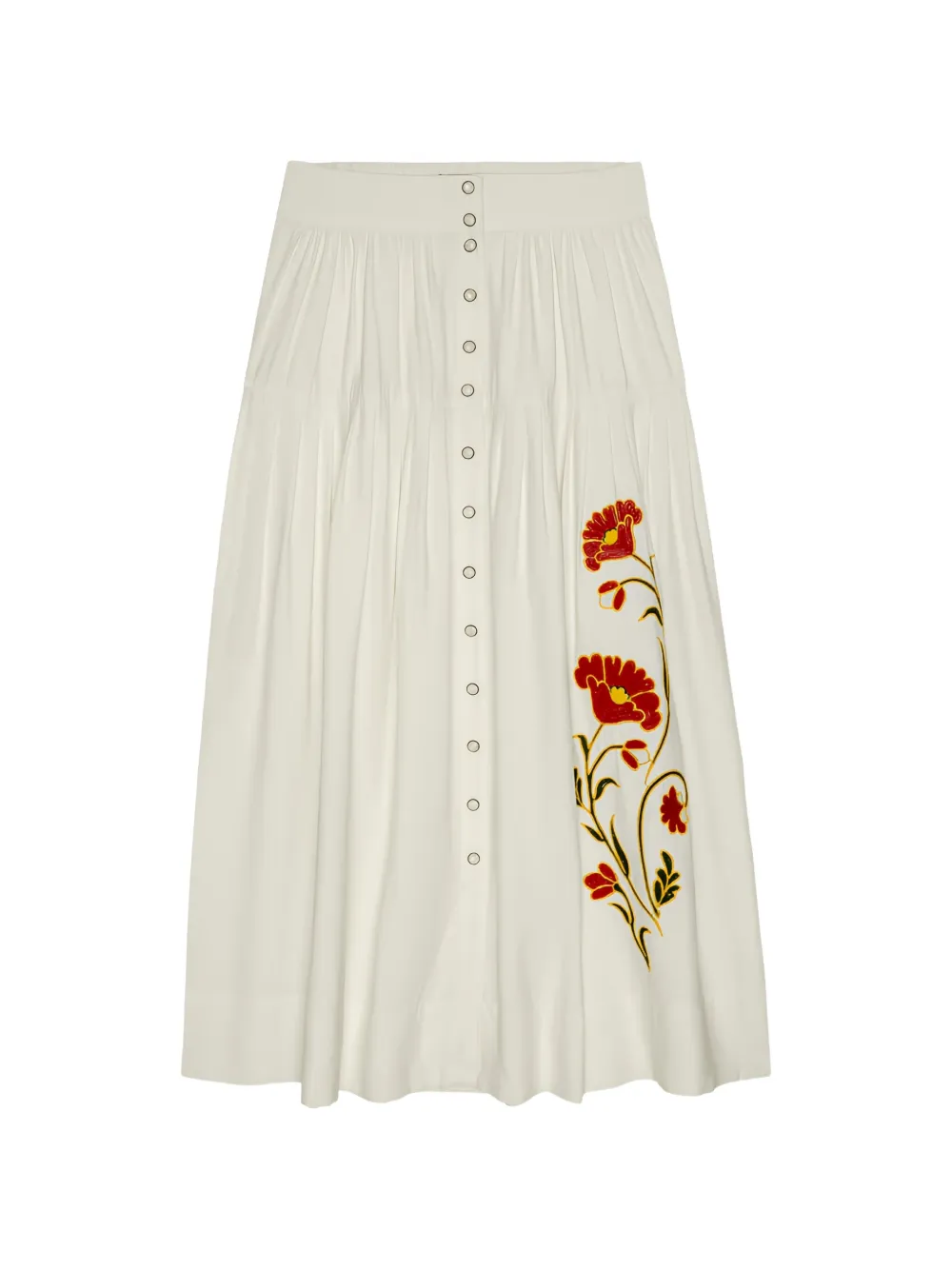 The Great. button floral skirt - Nude