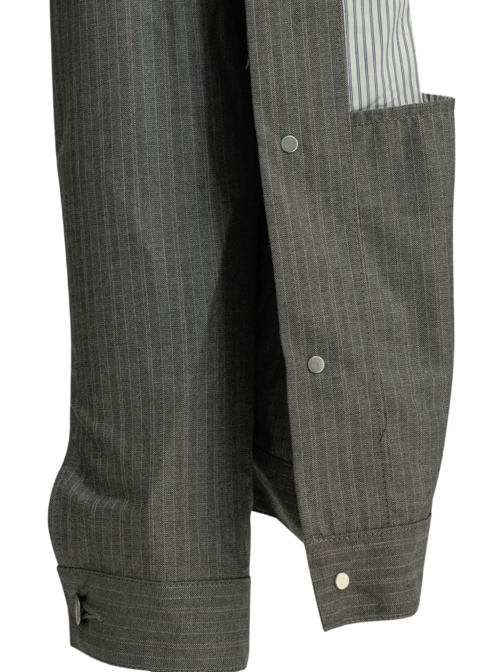 Junya Watanabe Pinstripe-pattern Denim Jacket In Gray