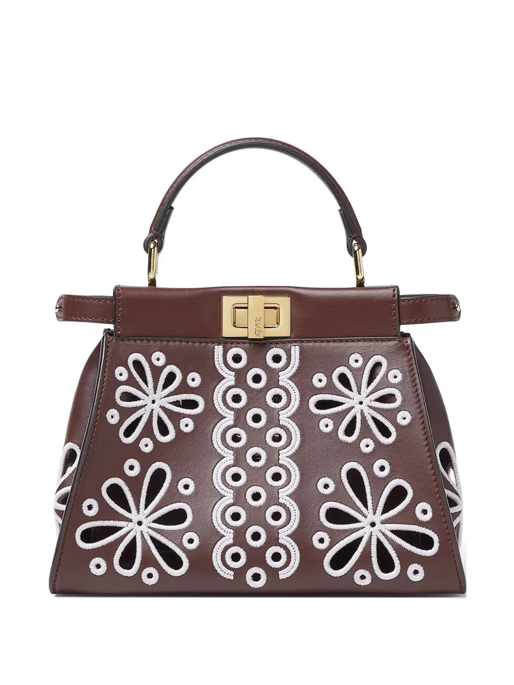 FENDI mini Peekaboo flower design tote bag - Marrone