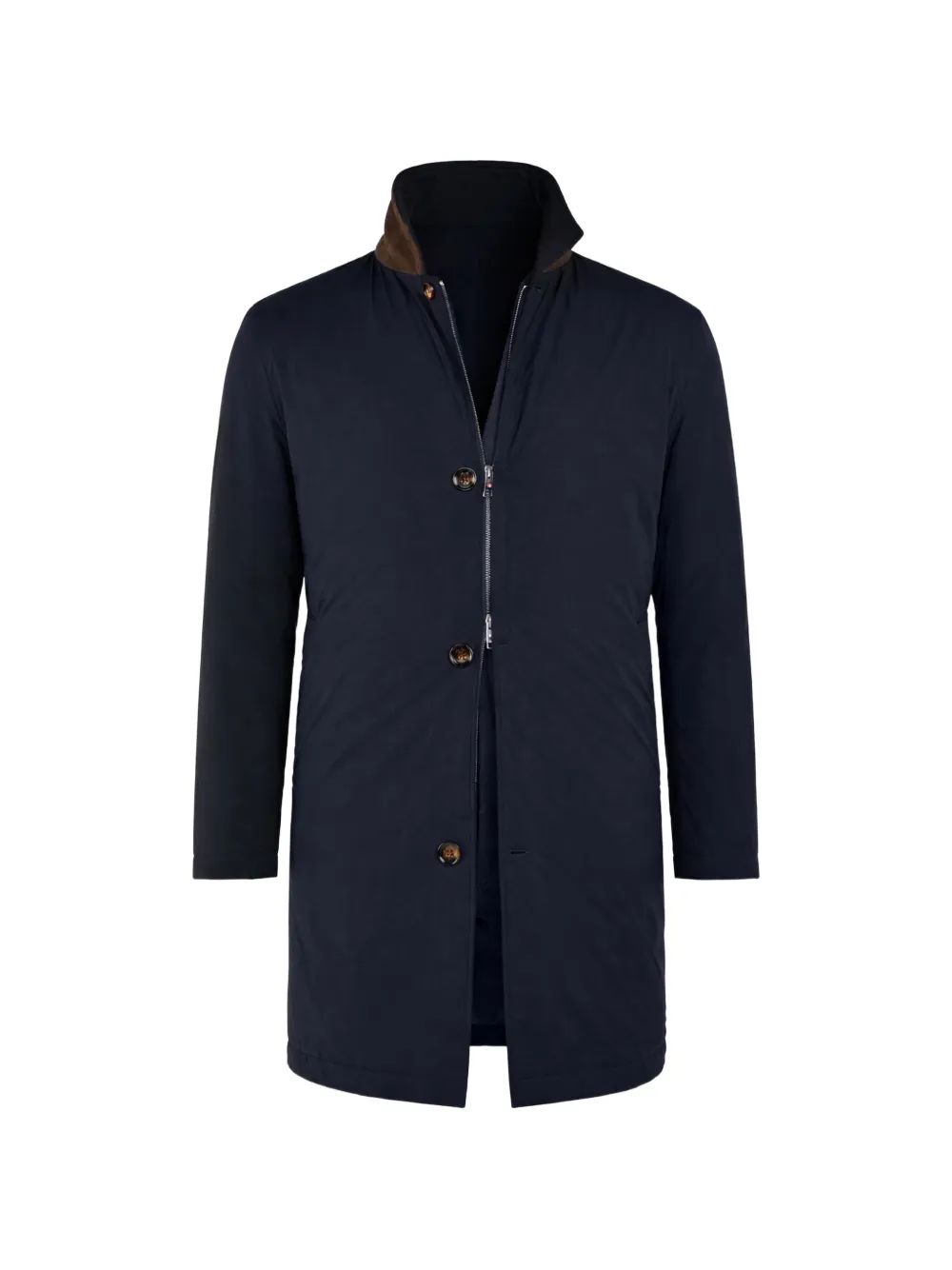 Kiton zip-up overcoat - Blu