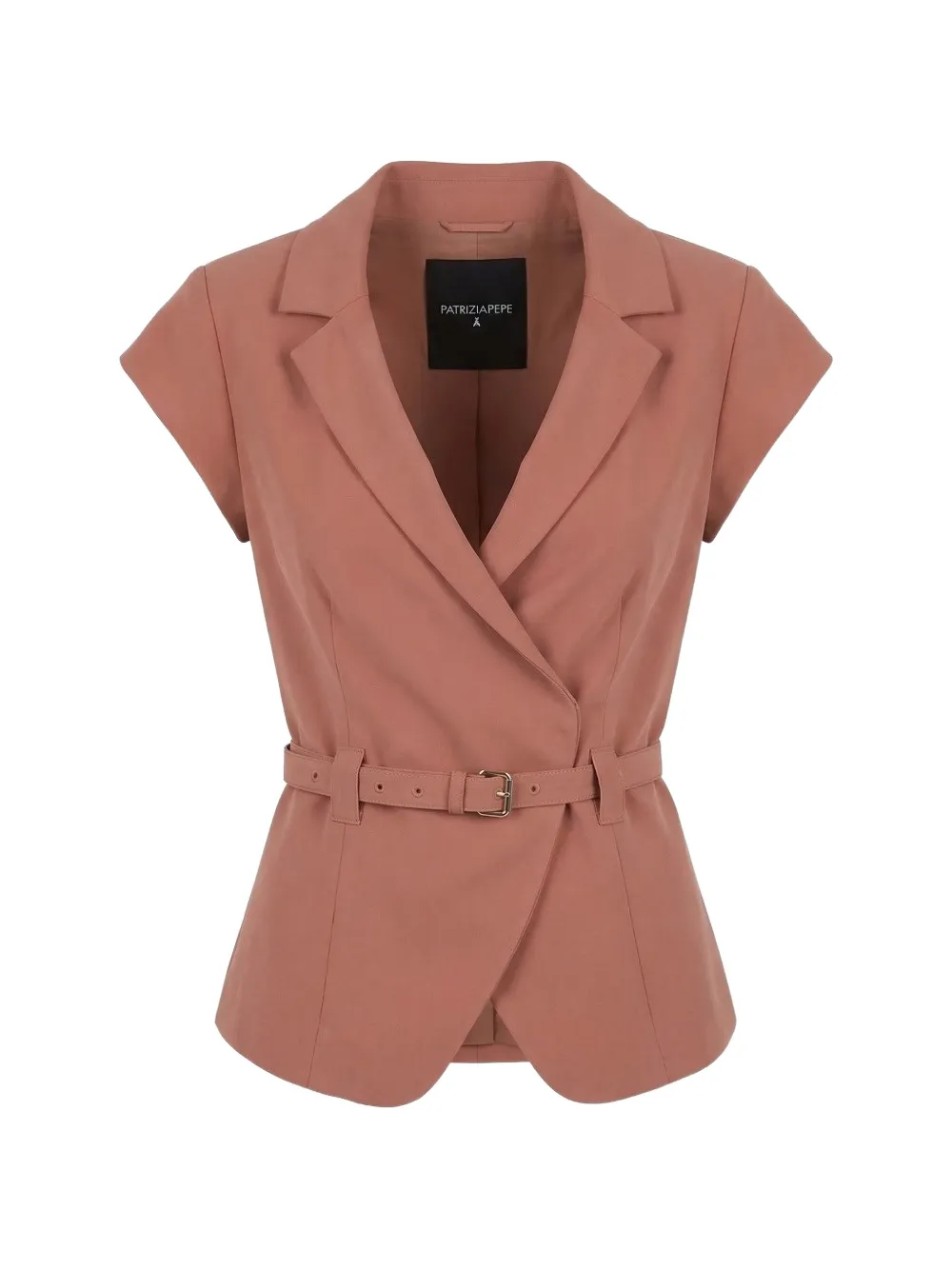Patrizia Pepe belted short-sleeve jacket - Marrone