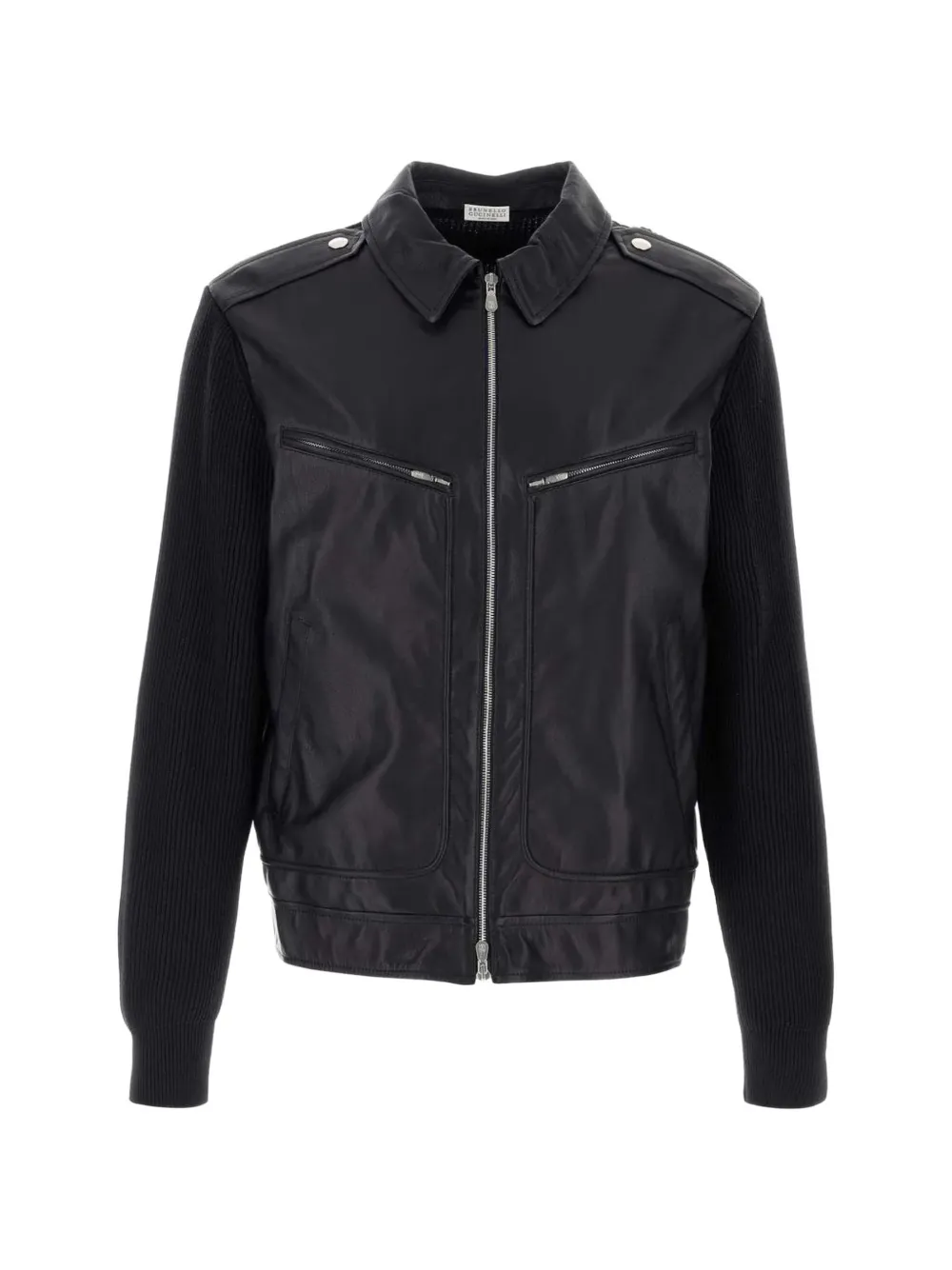 Brunello Cucinelli leather panelled jacket - Nero