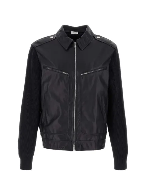 Brunello Cucinelli leather panelled jacket