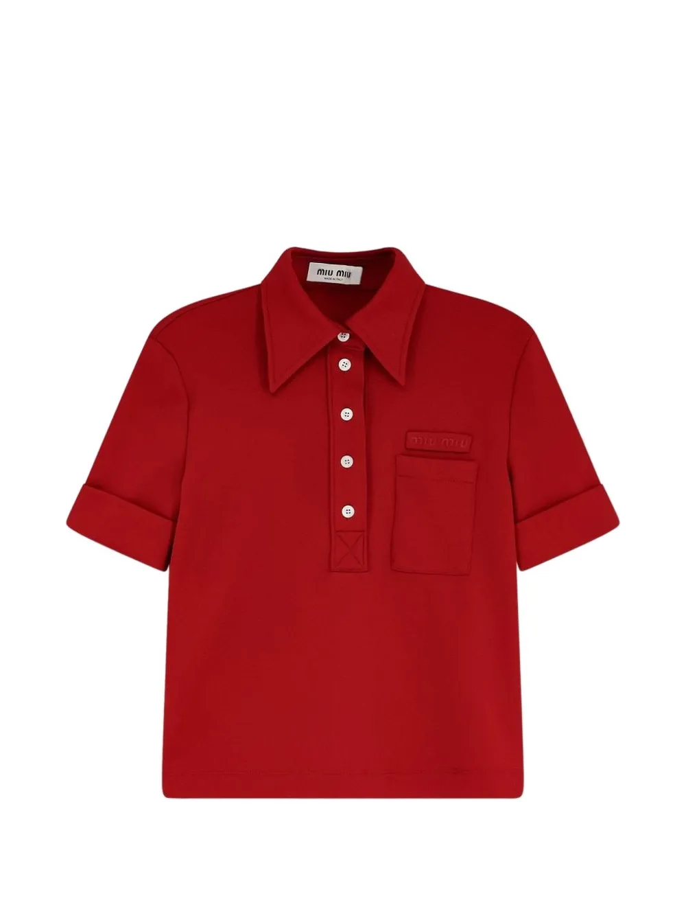 Miu Miu point collar embroidered top - Rosso