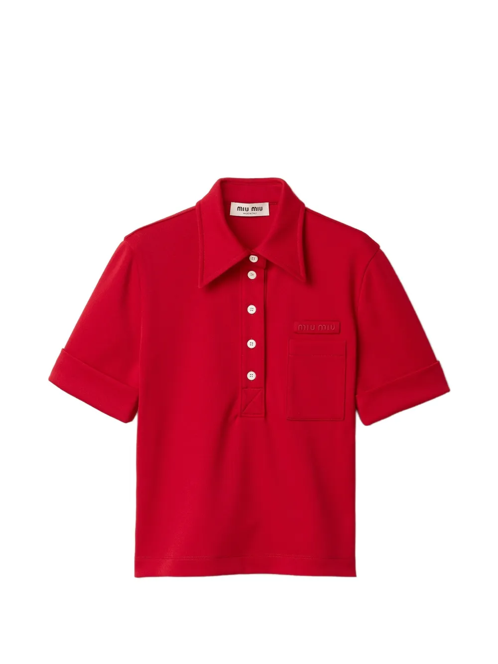 Miu Miu point collar embroidered top - Rosso