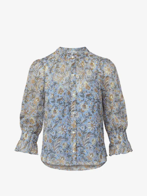 Veronica Beard floral-print smocked-cuff blouse