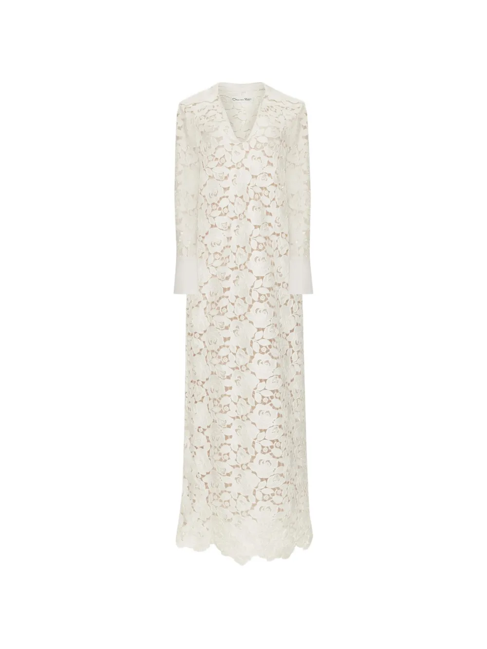 Oscar de la Renta Abito lungo English Rose Guipure - Bianco