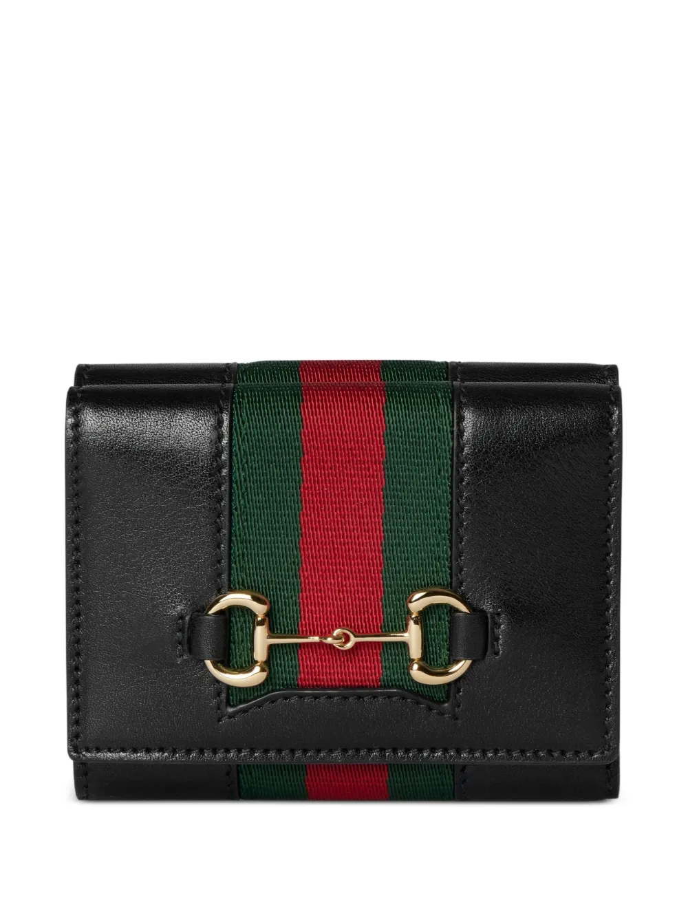 Gucci Portafoglio tri-fold piccolo con Morsetto e decorazione Web - Nero