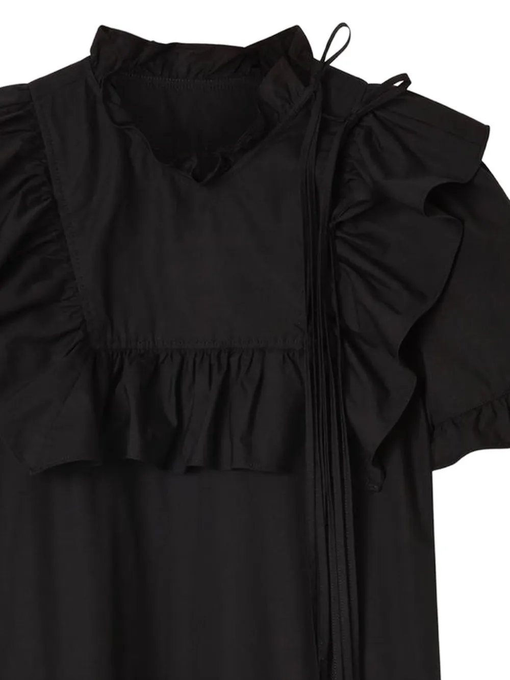 Lee Mathews Mini-jurk met ruches en strik Zwart
