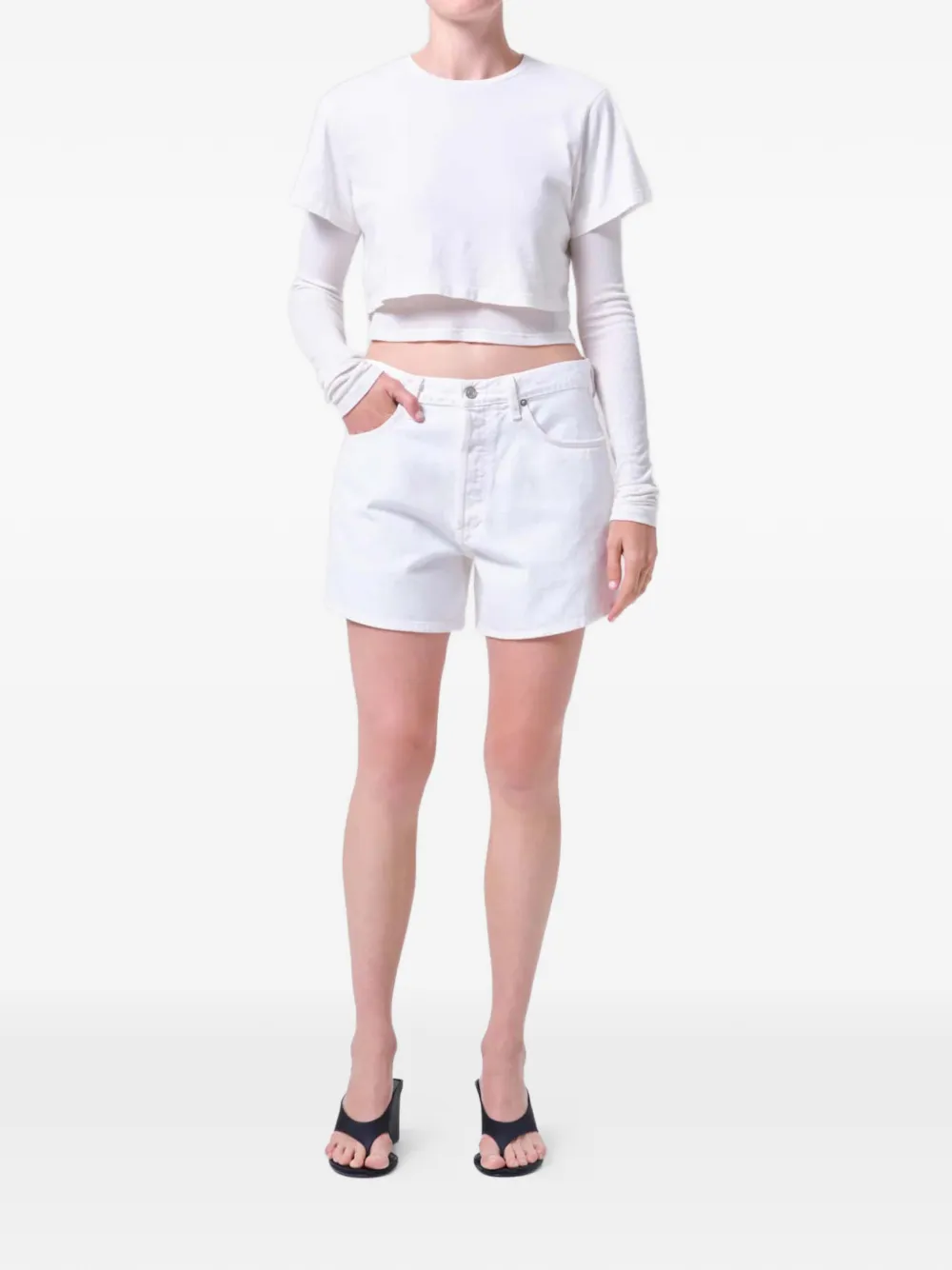 AGOLDE Denim shorts met zakken Wit