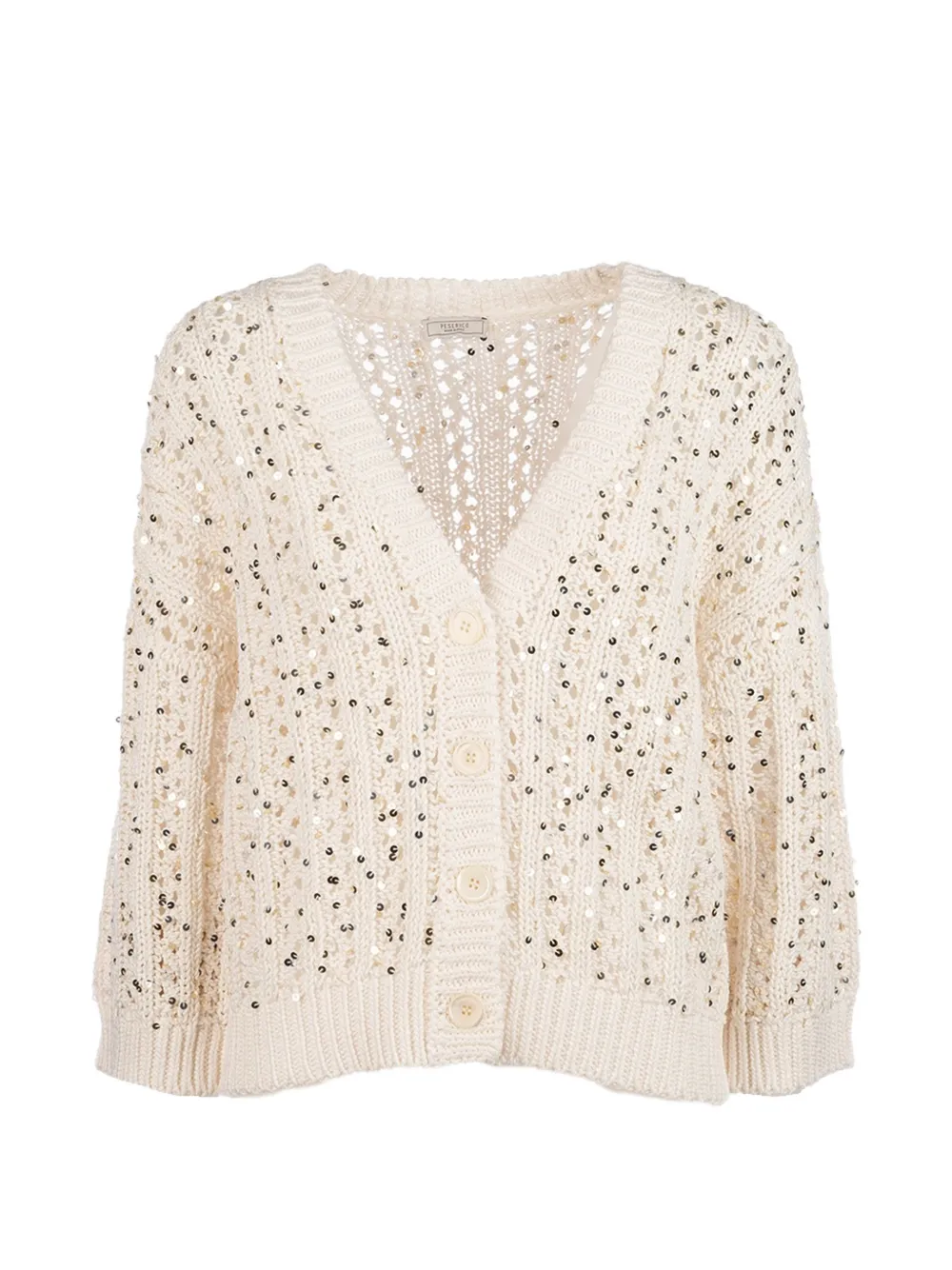 Peserico sequin-embellished open-knit cardigan - Toni neutri