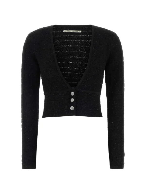 Alessandra Rich Buttoned Cardigan in Black