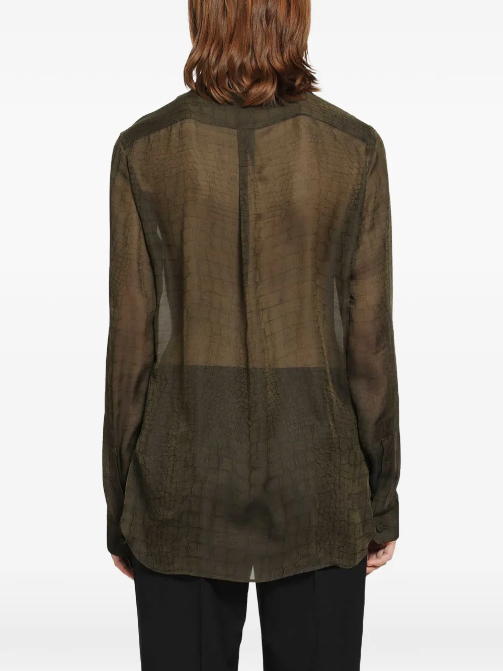 TOM FORD Blouse met krokodillen-print Groen